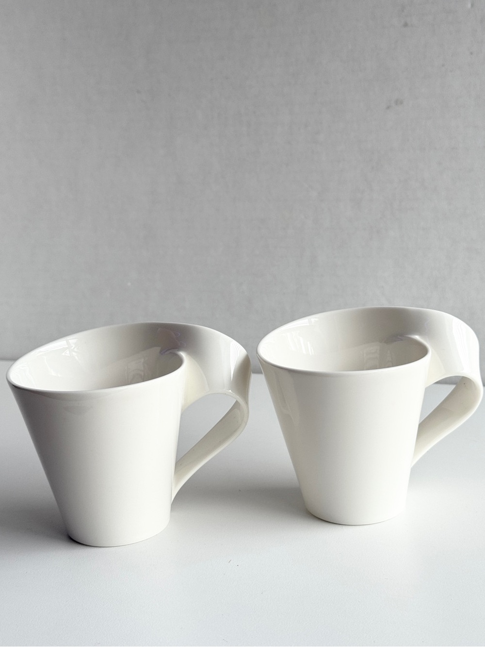 Villeroy & Boch New Wave White Porcelain Coffee Mugs Set of 2 Germany